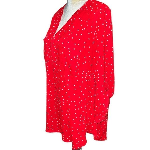 Torrid new pretty red blouse with tiny white polka dot design! - Picture 5 of 9